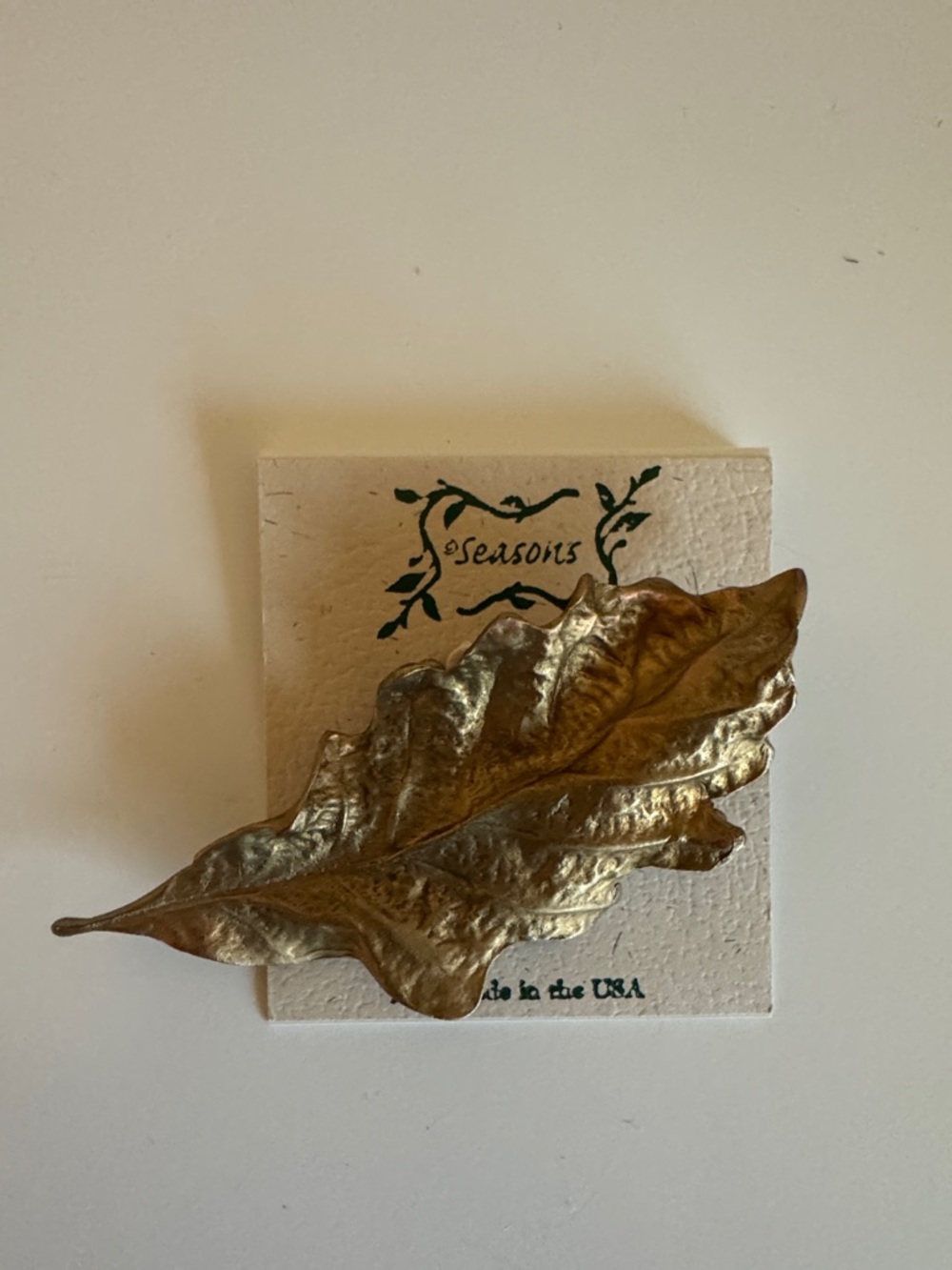 NWT Seasons Handmade Gold Leaf Wall Brooch